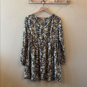 LOFT Multicolor Floral Long Sleeve mini Dress